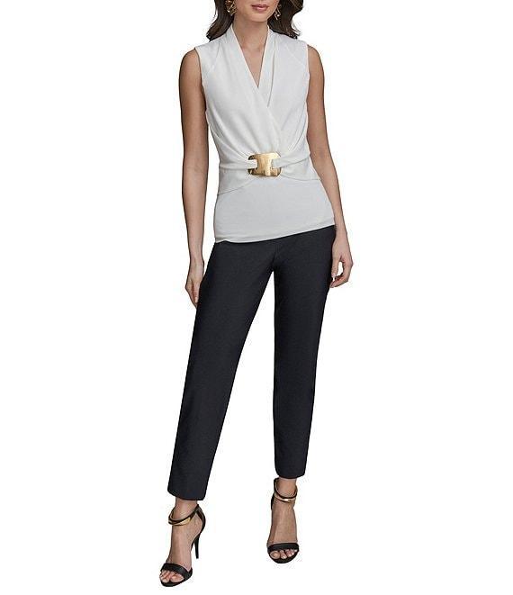 Donna Karan Sleeveless Wrap Front Hardware Blouse Product Image