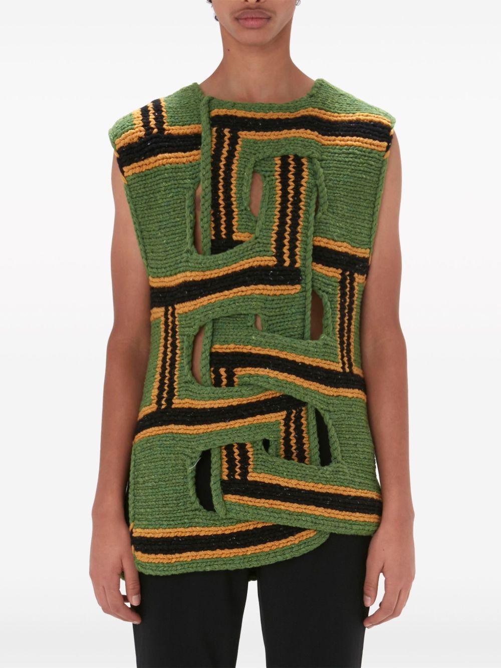 interwoven striped wool vest Product Image