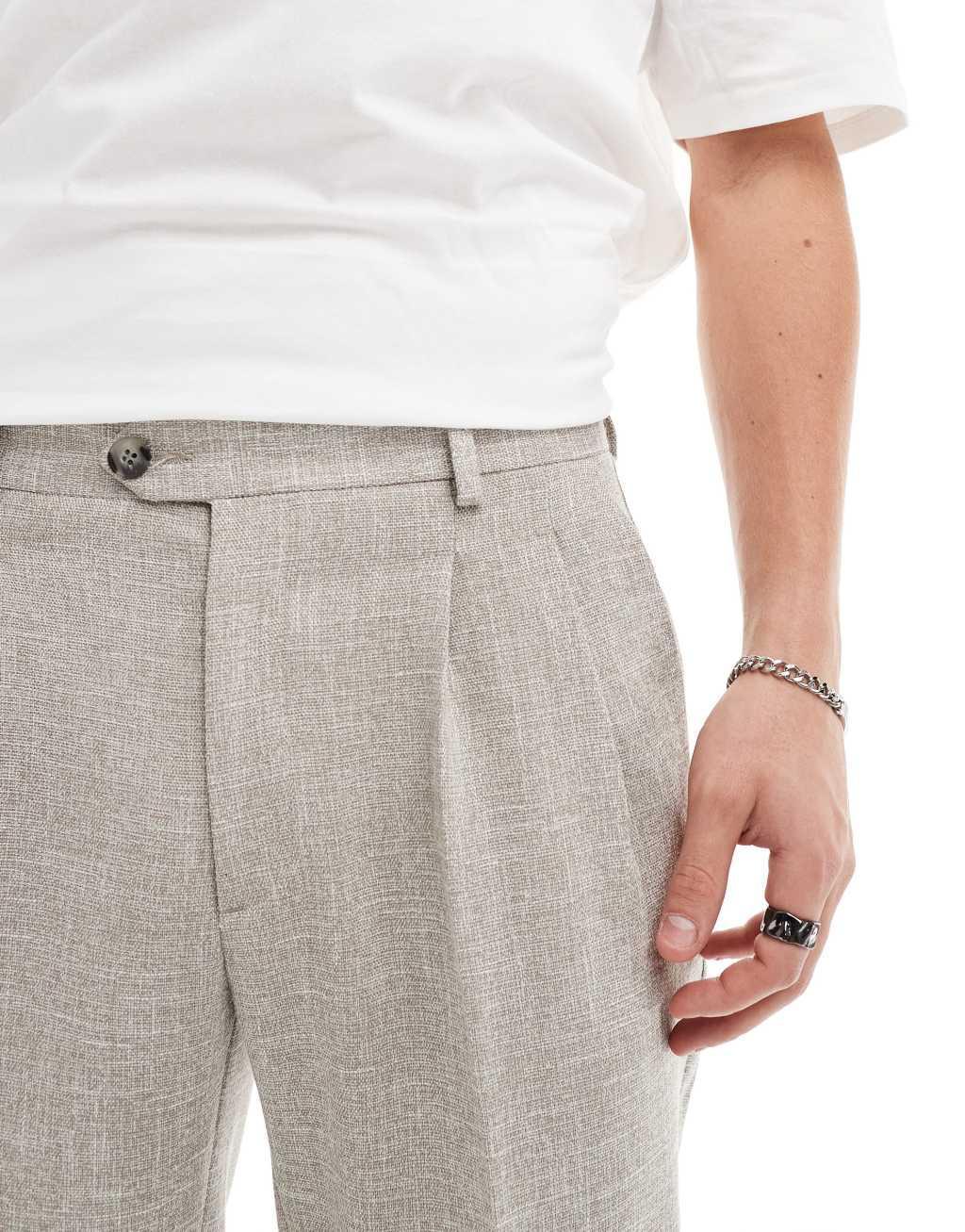 ASOS DESIGN smart tapered fit chino pants in light brown texture Product Image