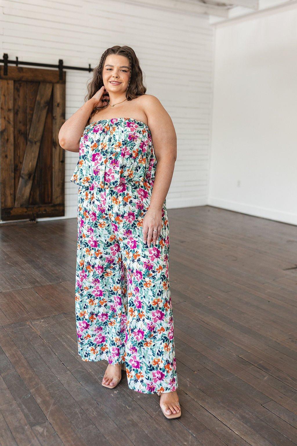Life of the Party Floral Jumpsuit in Green Product Image