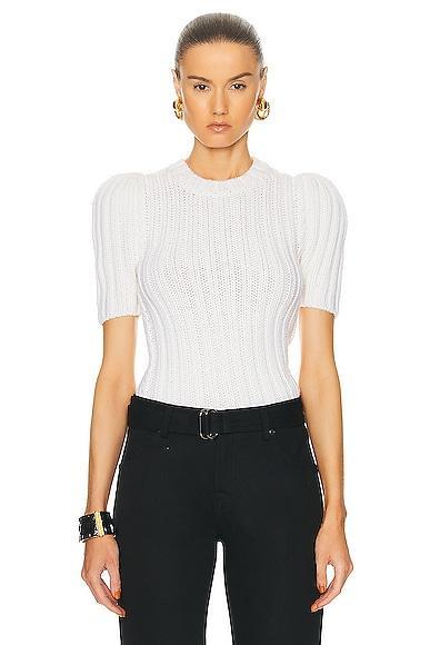 TOM FORD Wool Crewneck Top in Cream Product Image