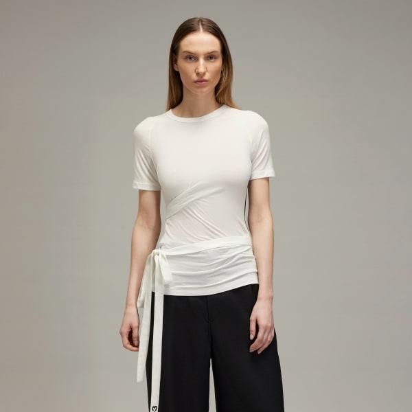 adidas Y-3 Tencel Short Sleeve Tee Core White XS Womens Product Image