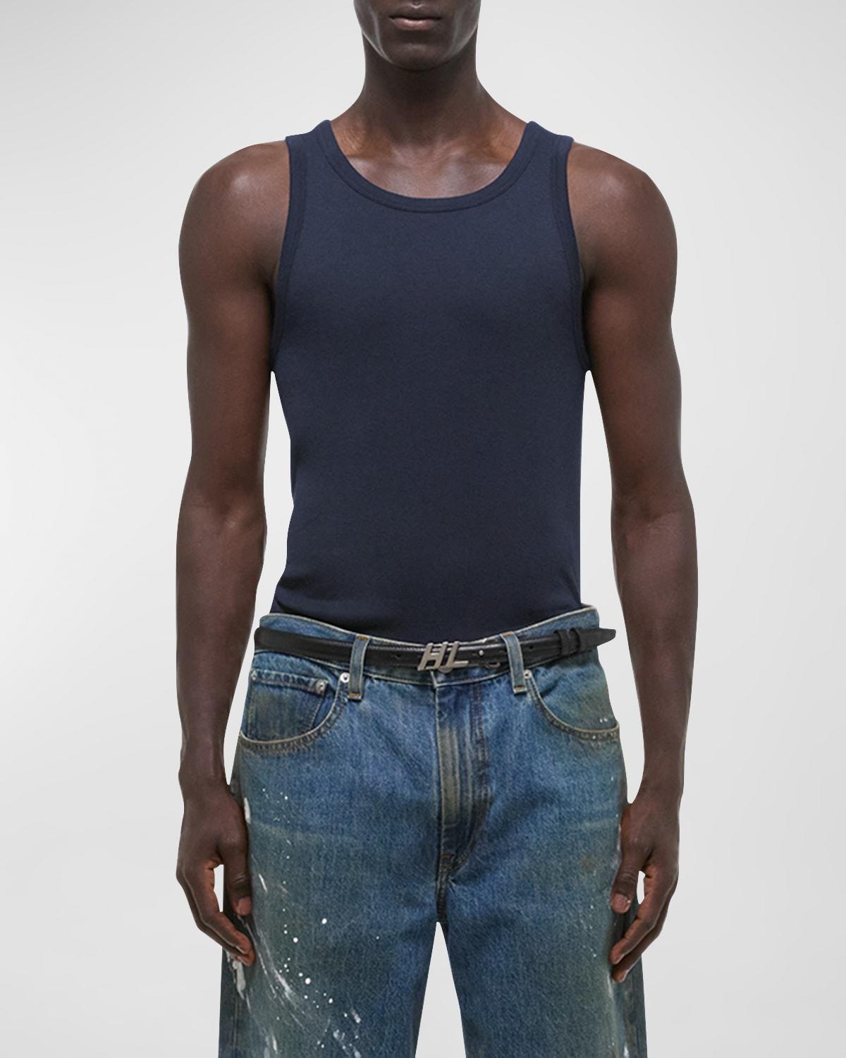 Mens Black Soft Cotton Rib Tank Top Product Image