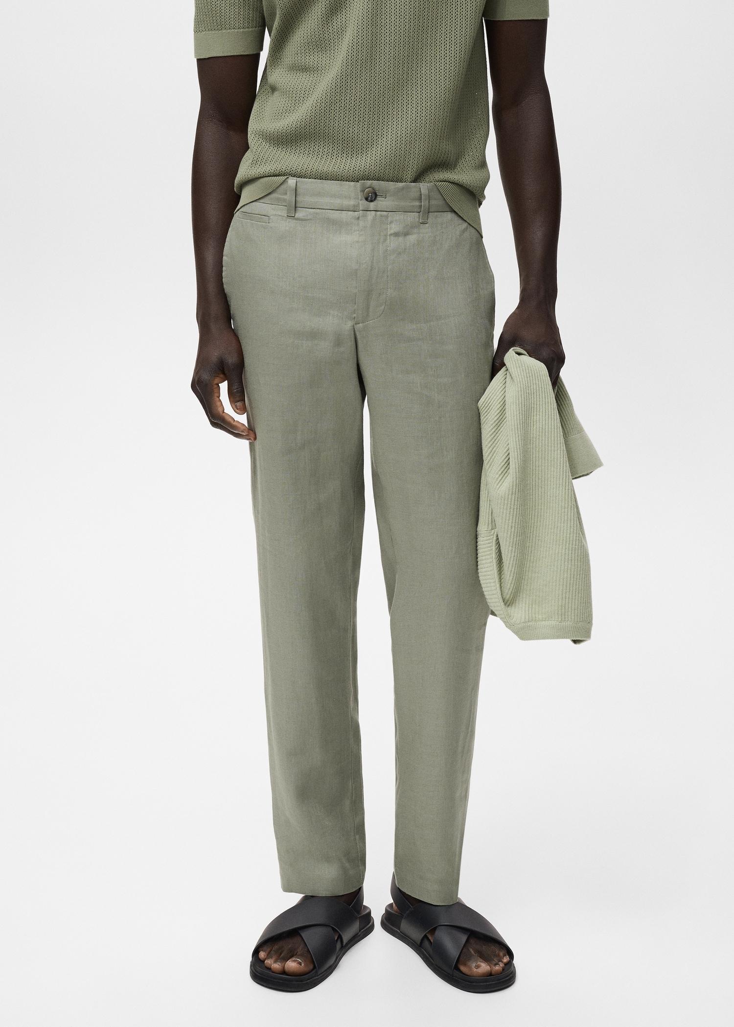 Slim-fit 100% linen pants - Men | MANGO USA Product Image