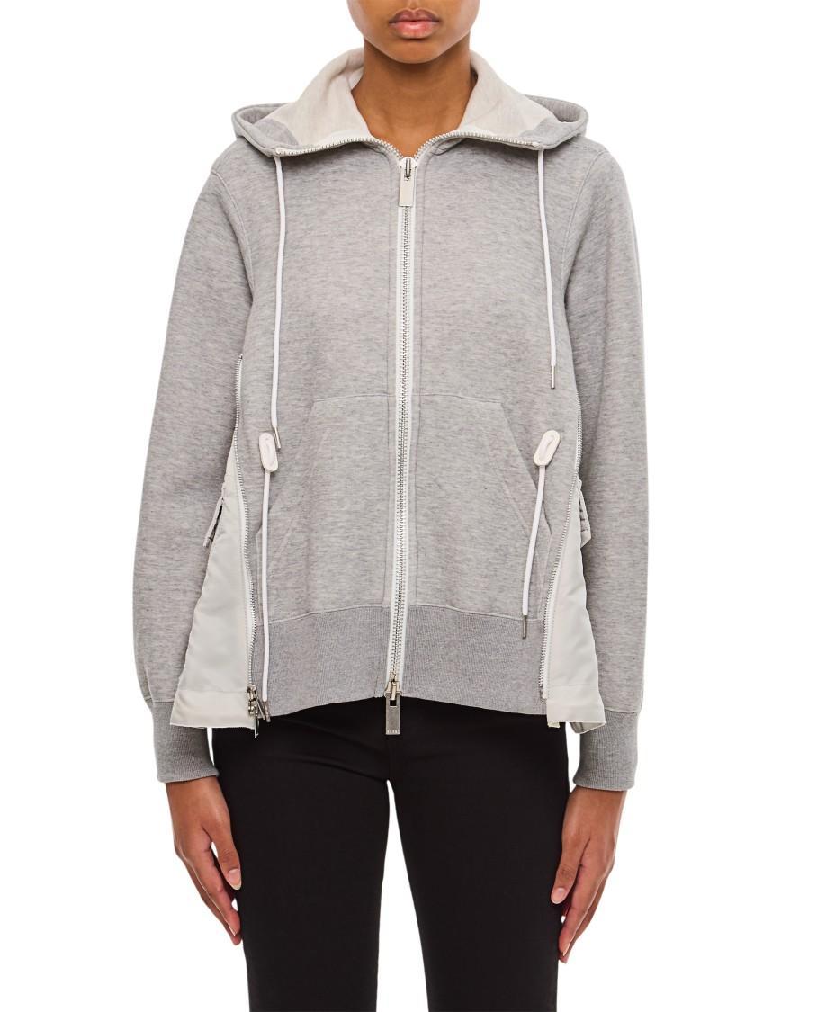 SACAI Sponge Sweat X Nylon Twill Hoodie In Grau Product Image