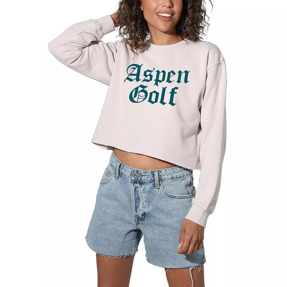 Women's Suburban Riot Aspen Golf Cropped Graphic Sweatshirt, Girl's, Size: Large, Beige Product Image
