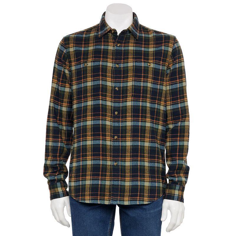 Men's Sonoma Goods For Life® Supersoft Flannel Button-Down Shirt, Size: Medium, Red Blue Plaid Product Image