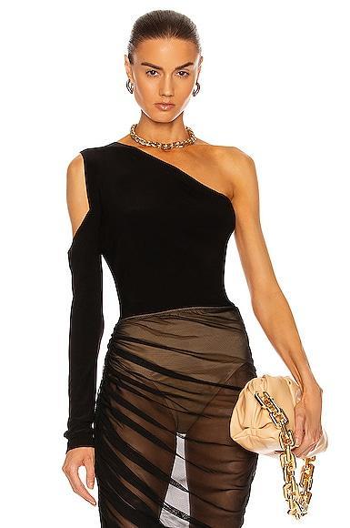 Womens One Shoulder One Sleeve Top Product Image