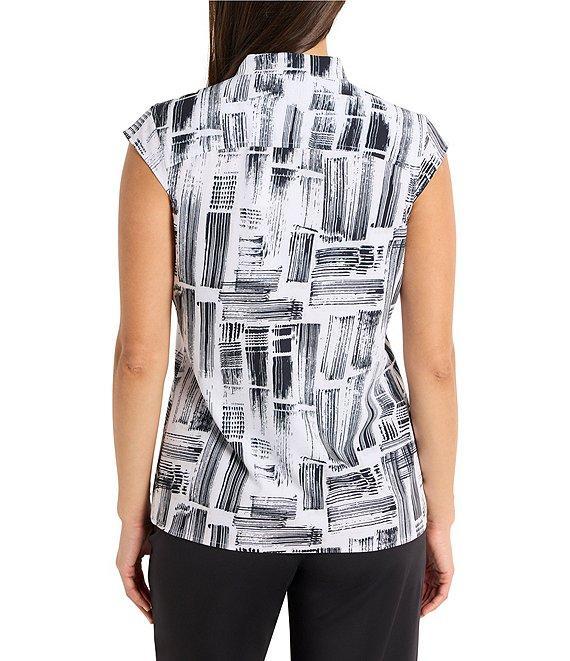 NIC + ZOE City Blocks Tech Stretch Split Collar Cap Sleeve Top Product Image