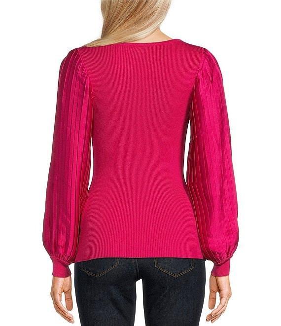 I.N. San Francisco V-Neck Long Pleated Sleeve Pullover Sweater Product Image