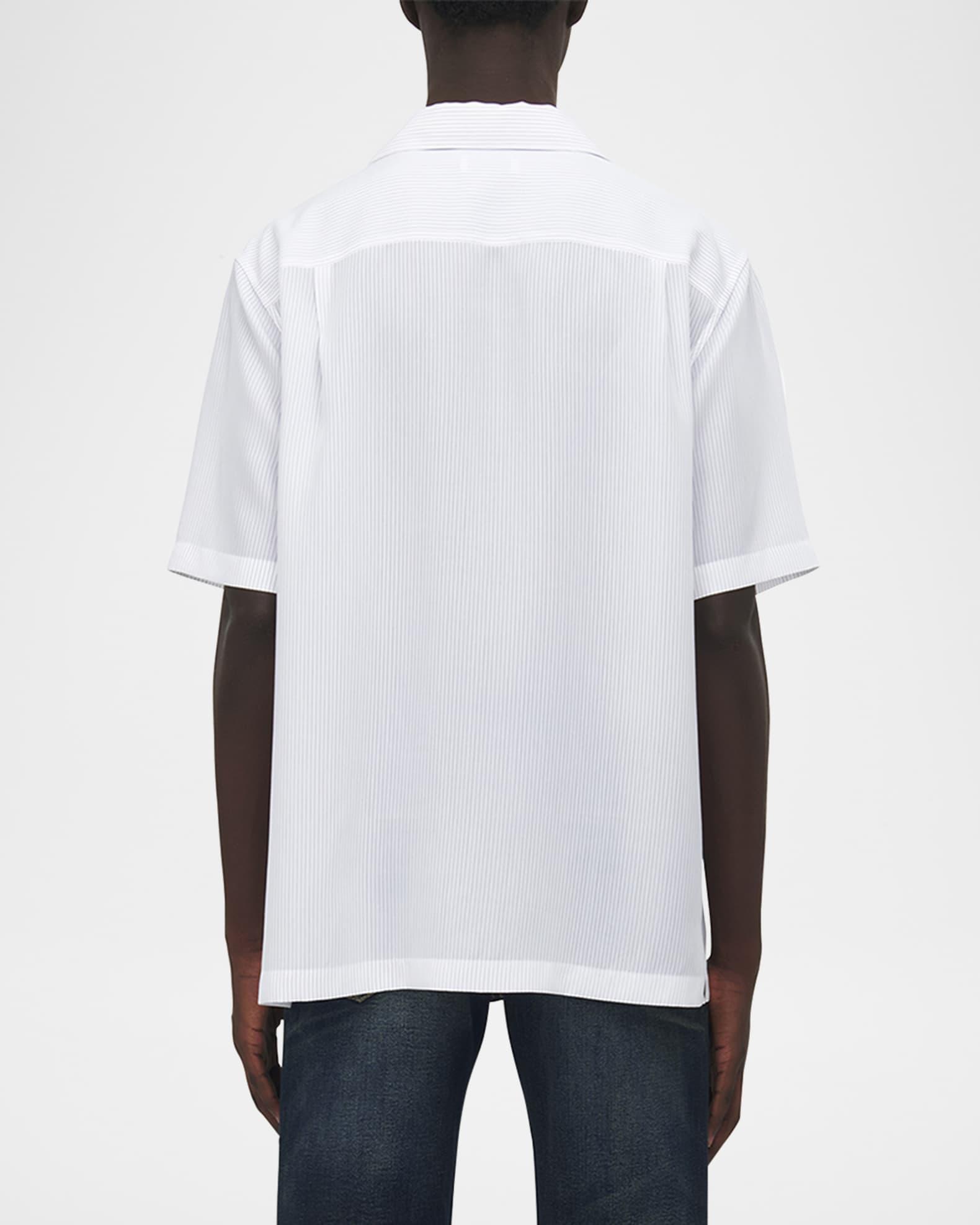 Men's Pinstripe Short-Sleeve Logo Pocket Camp Shirt Product Image