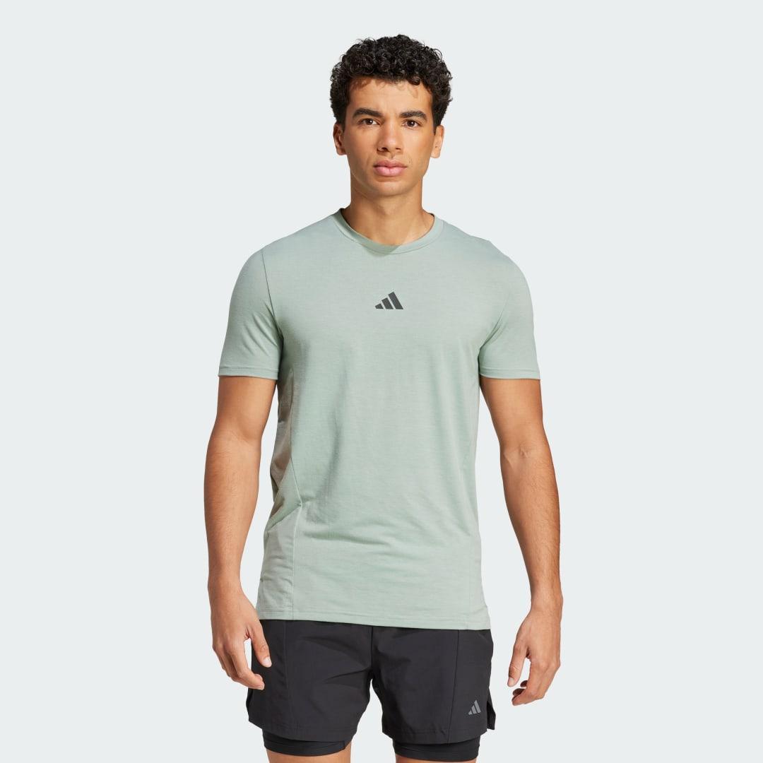adidas Designed for Training Workout Tee Silver Green M Mens Product Image