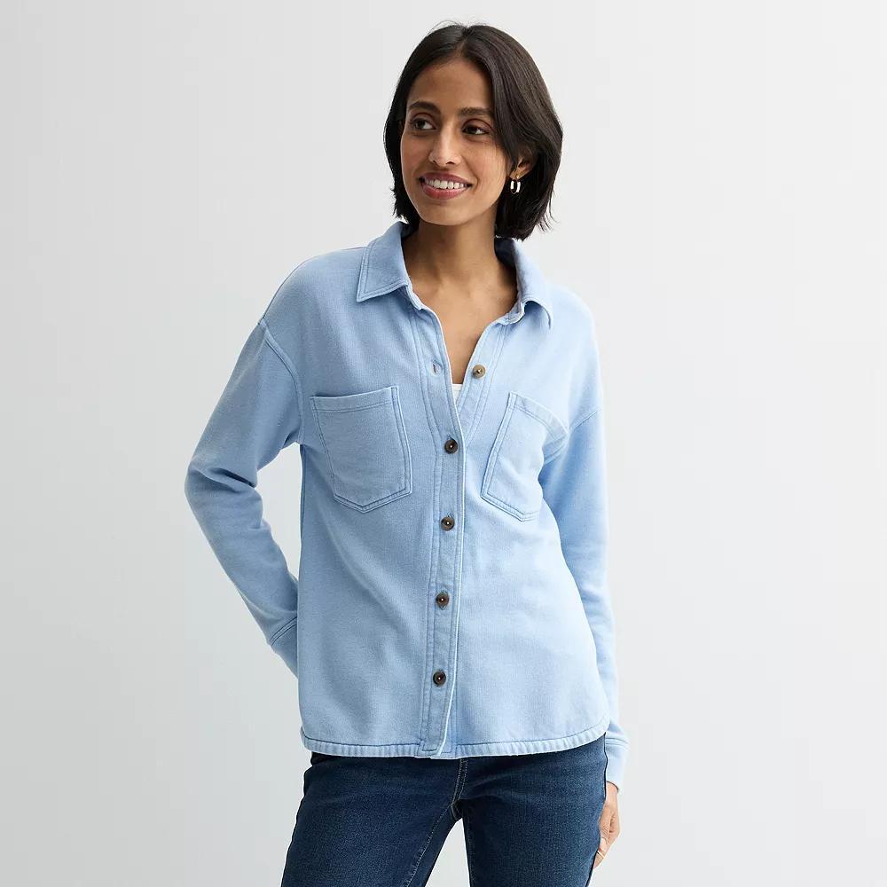 Women's Sonoma Goods For Life® Knit Fleece Shacket, Size: XL, Light Blue Product Image