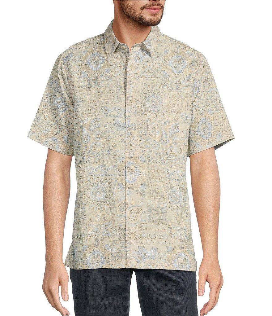 Roundtree & Yorke Short Sleeve Patchwork Print Hangout Sport Shirt Product Image