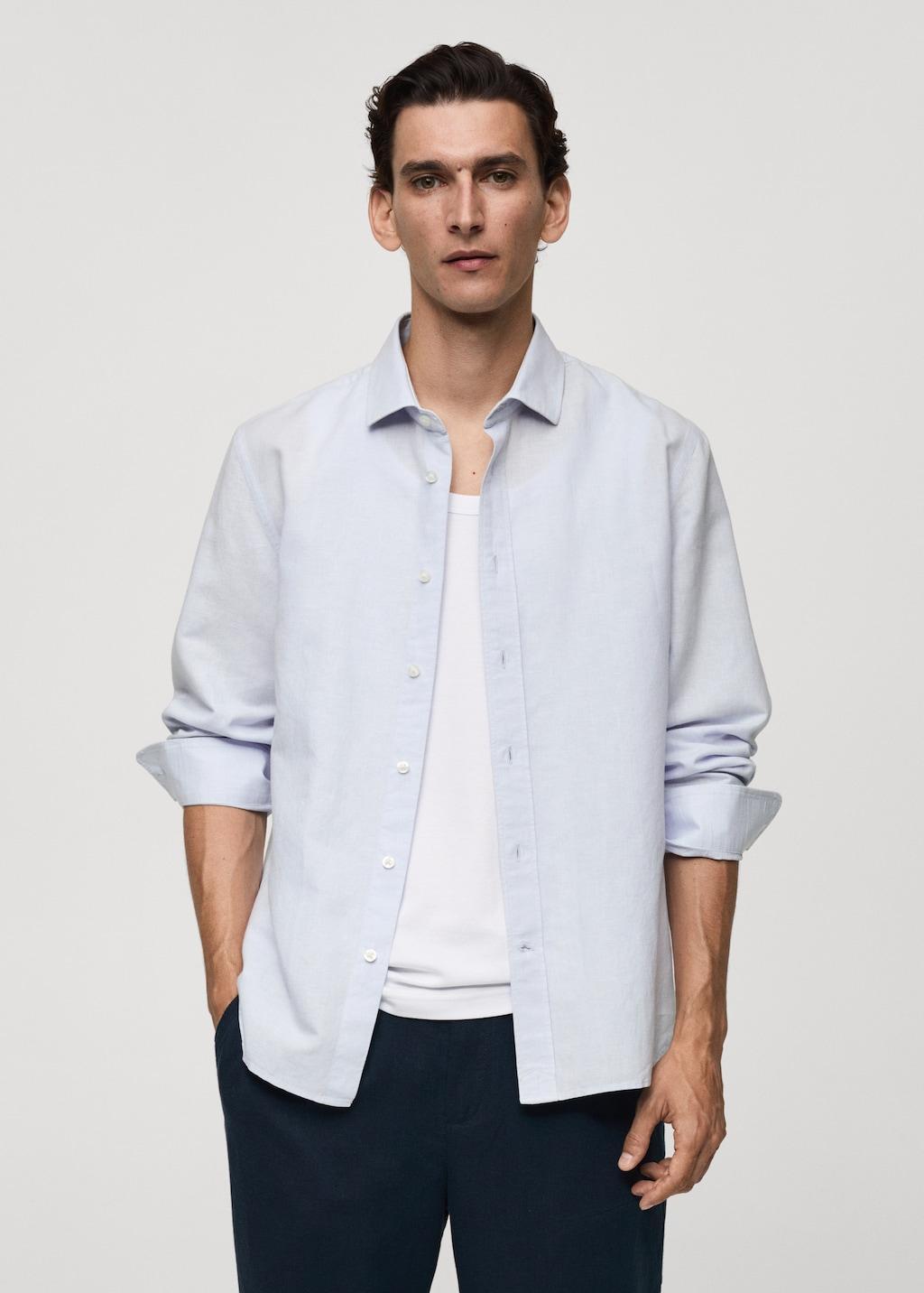 Classic-fit linen-blend shirt - Men | MANGO USA Product Image