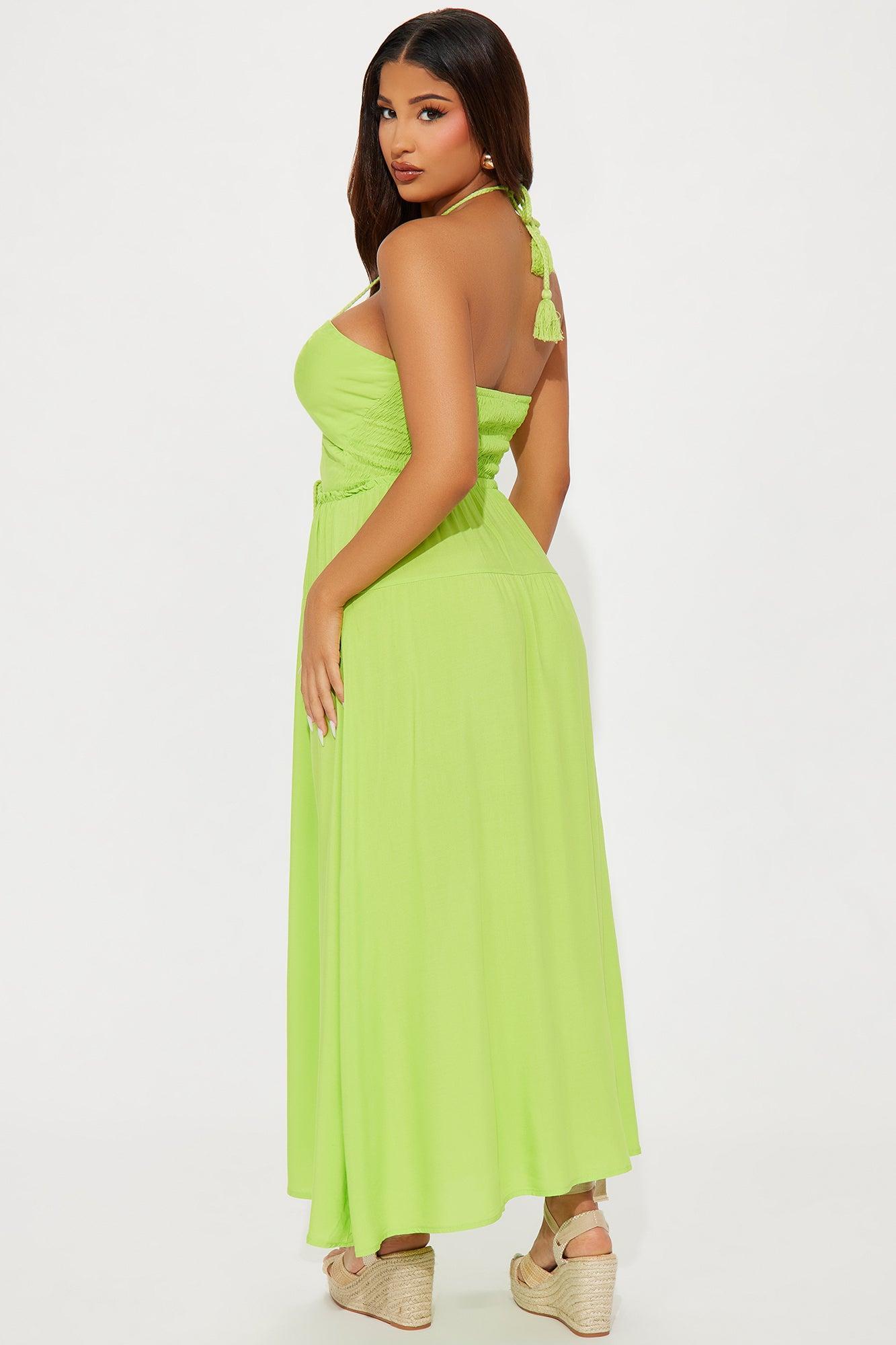 Isla Cut Out Maxi Dress - Lime Product Image
