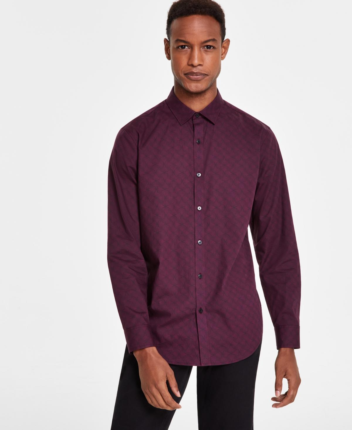 Alfani Mens Stretch Zen Garden Print Long-Sleeve Button-Down Shirt, Created for Macys Product Image