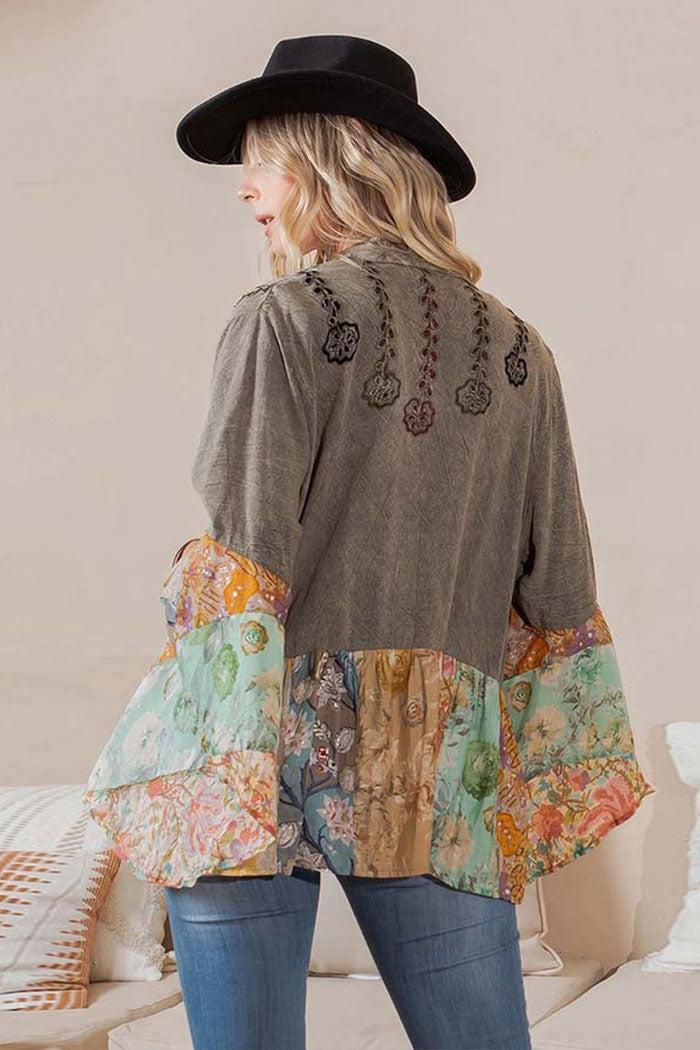 Vintage Bohemian Patchwork Shirt Product Image
