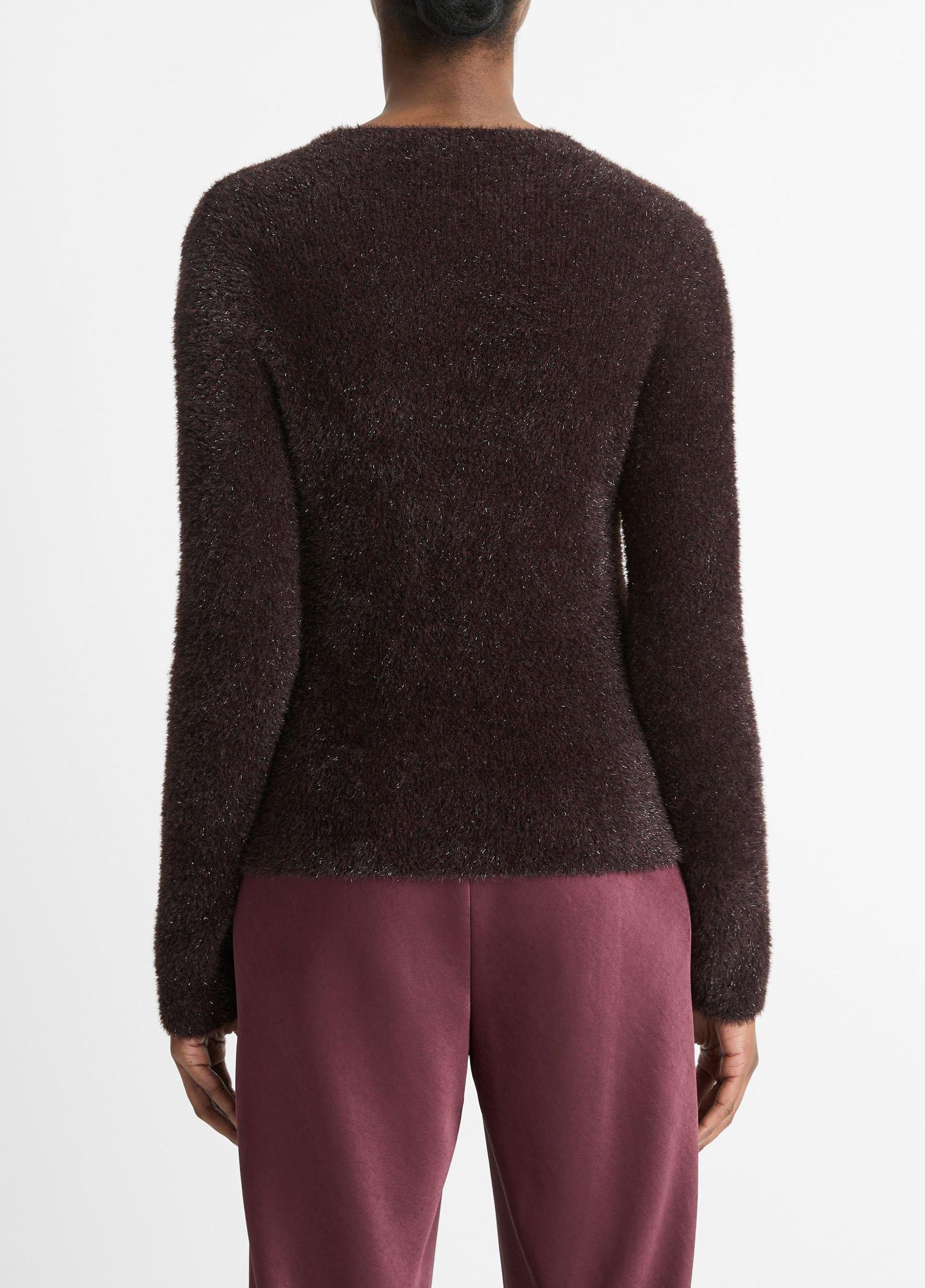 Womens Metallic Eyelash Pullover Sweater, Cherry Night Metallic, Size S Vince Product Image