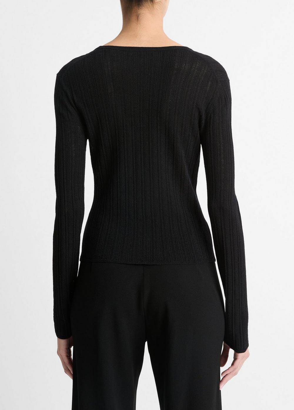 Womens Pointelle-stitch Italian Wool-Blend Sweater, Off White, Size XL Vince Product Image