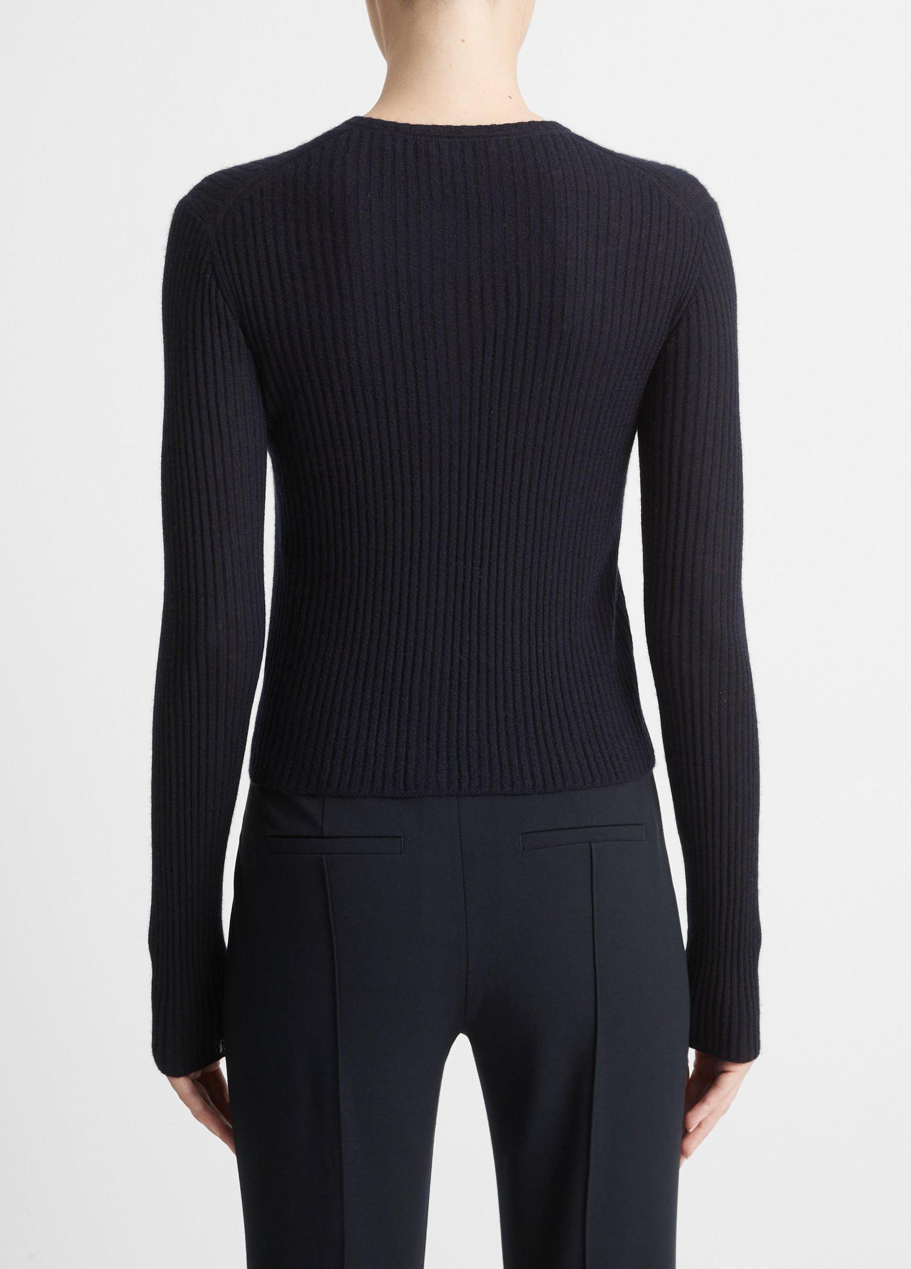 Womens Cashmere-Silk Ribbed Cardigan, Coastal Blue, Size M Vince Product Image