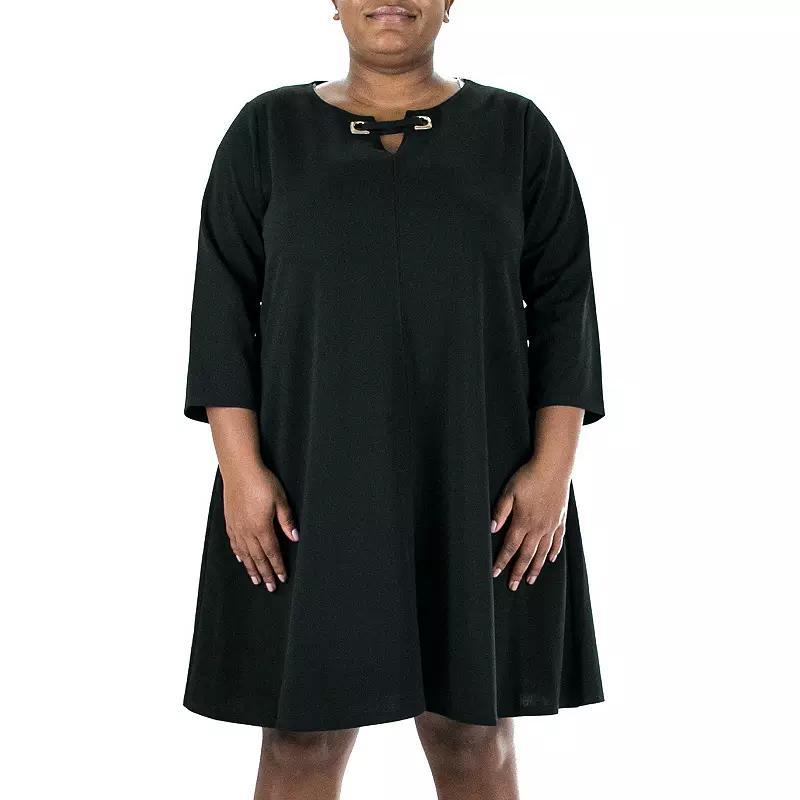 Plus Size Nina Leonard Grommet Notchneck Dress, Women's, Size: 2XL, New Teal Gold Product Image