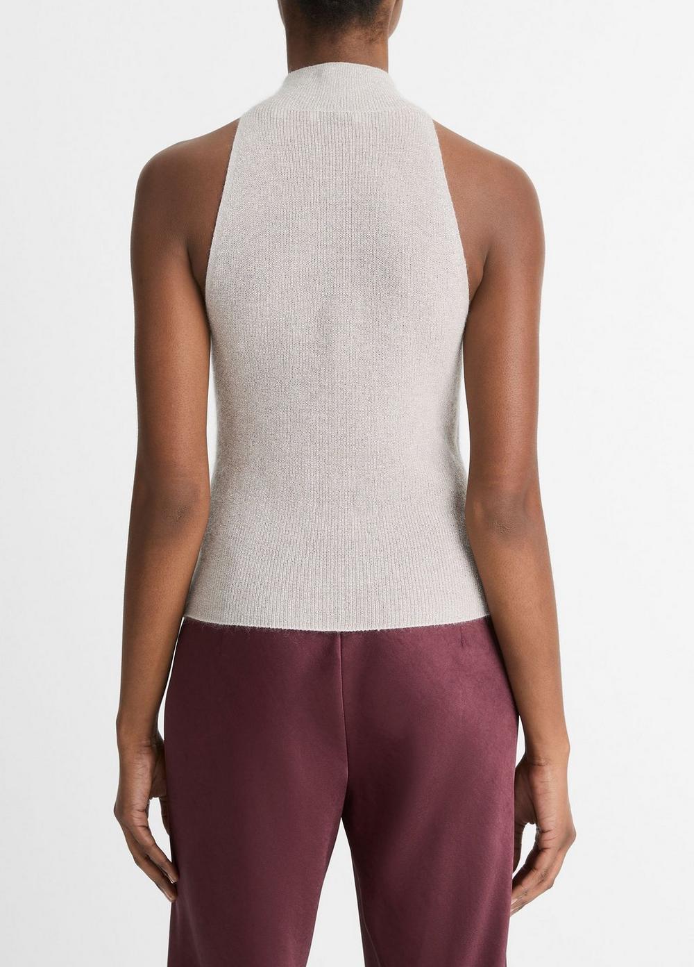 Womens Italian Metallic Alpaca-Blend Mock-Neck Tank, Black Metallic, Size L Vince Product Image