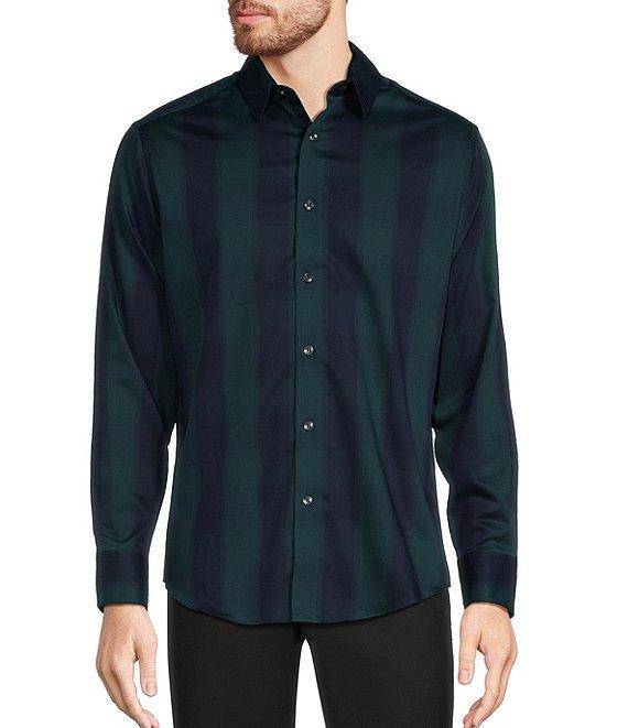 Murano Slim Fit Buffalo Plaid Sateen Long Sleeve Woven Shirt Product Image