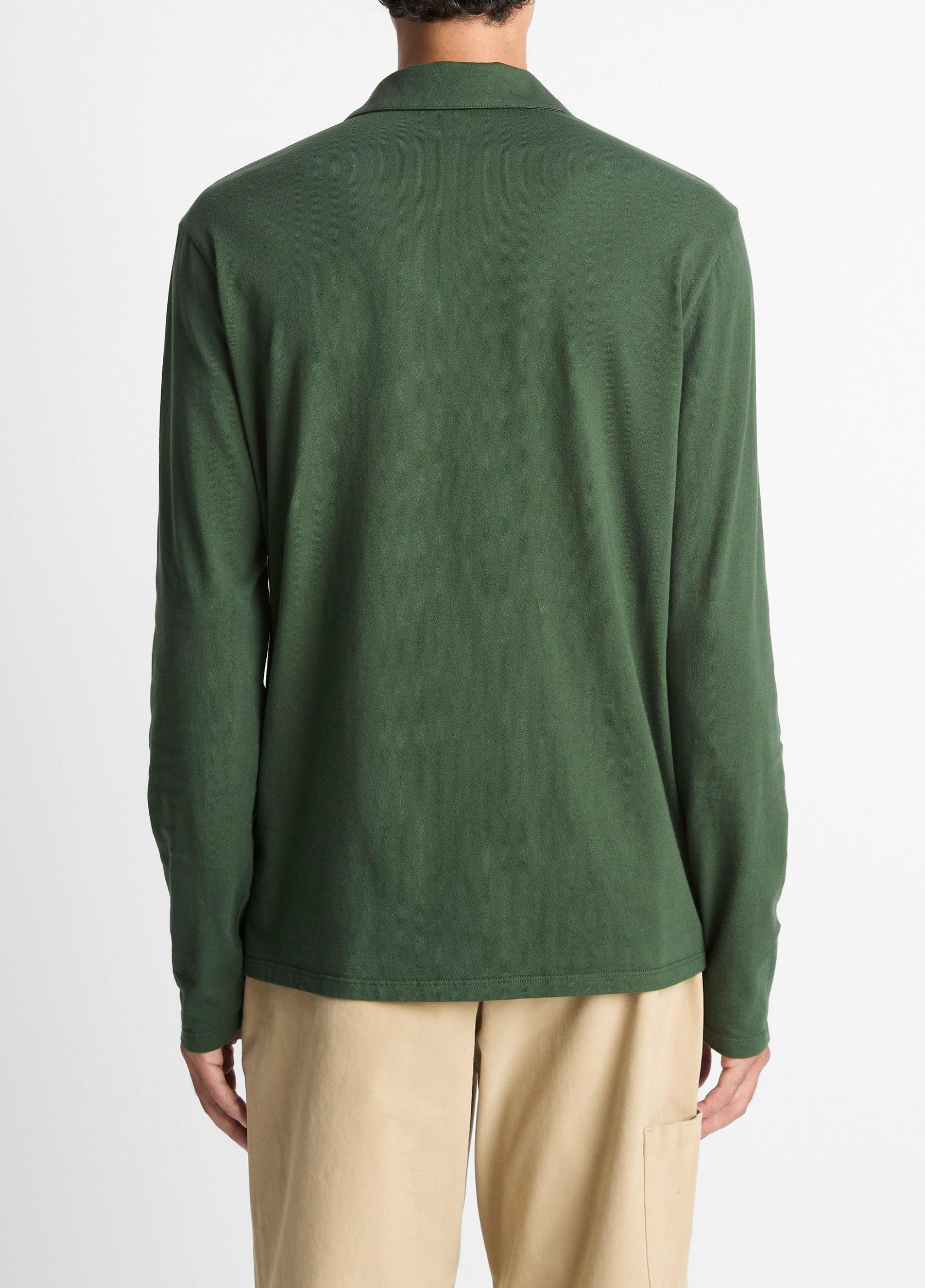 Garment Dye Cotton Johnny-Collar Polo Shirt Product Image