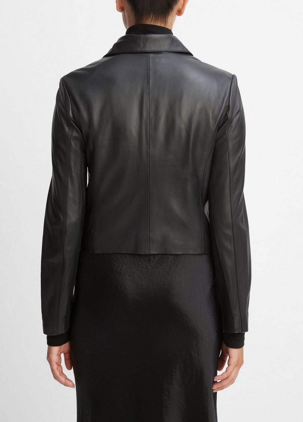 Womens Leather Cross-Front Moto Jacket, Black, Size S Vince Product Image