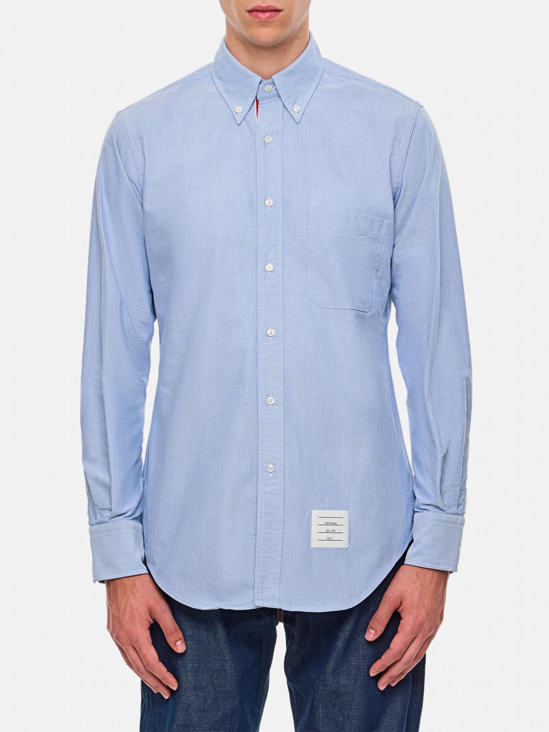 THOM BROWNE Classic Fit Cotton Button-down Shirt In Light Blue Product Image
