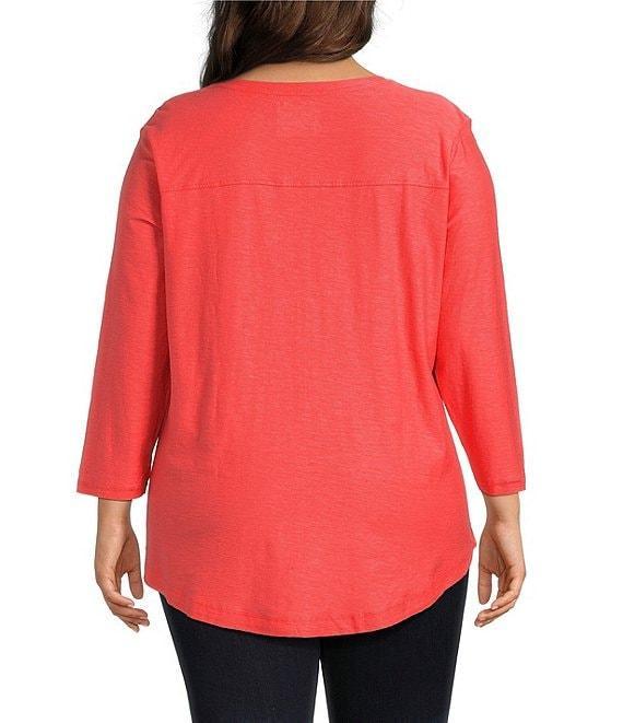 Westbound Plus Size 3/4 Sleeve Knit Crew Neck Top Product Image
