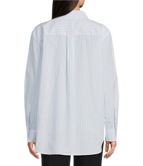 Calvin Klein Stripe Cotton Long Sleeve Button Front Shirt Product Image