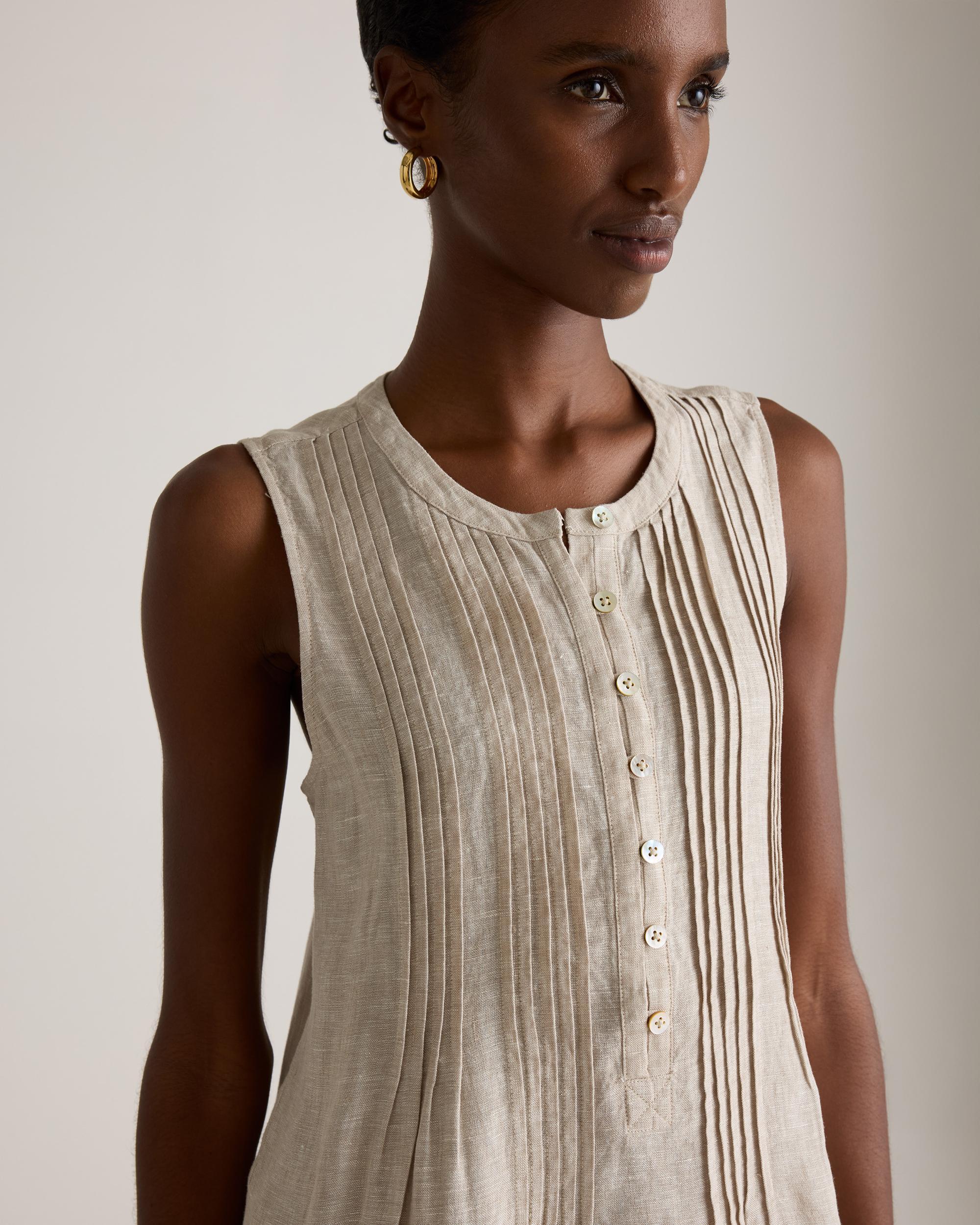 Quince | Women's 100% European Linen Sleeveless Swing Dress Size XS Product Image