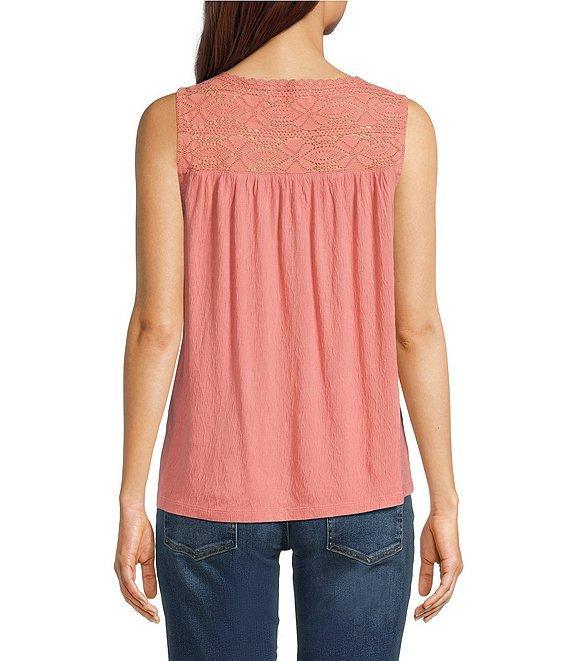 Lucky Brand V-Neck Sleeveless Lace Trim Top Product Image