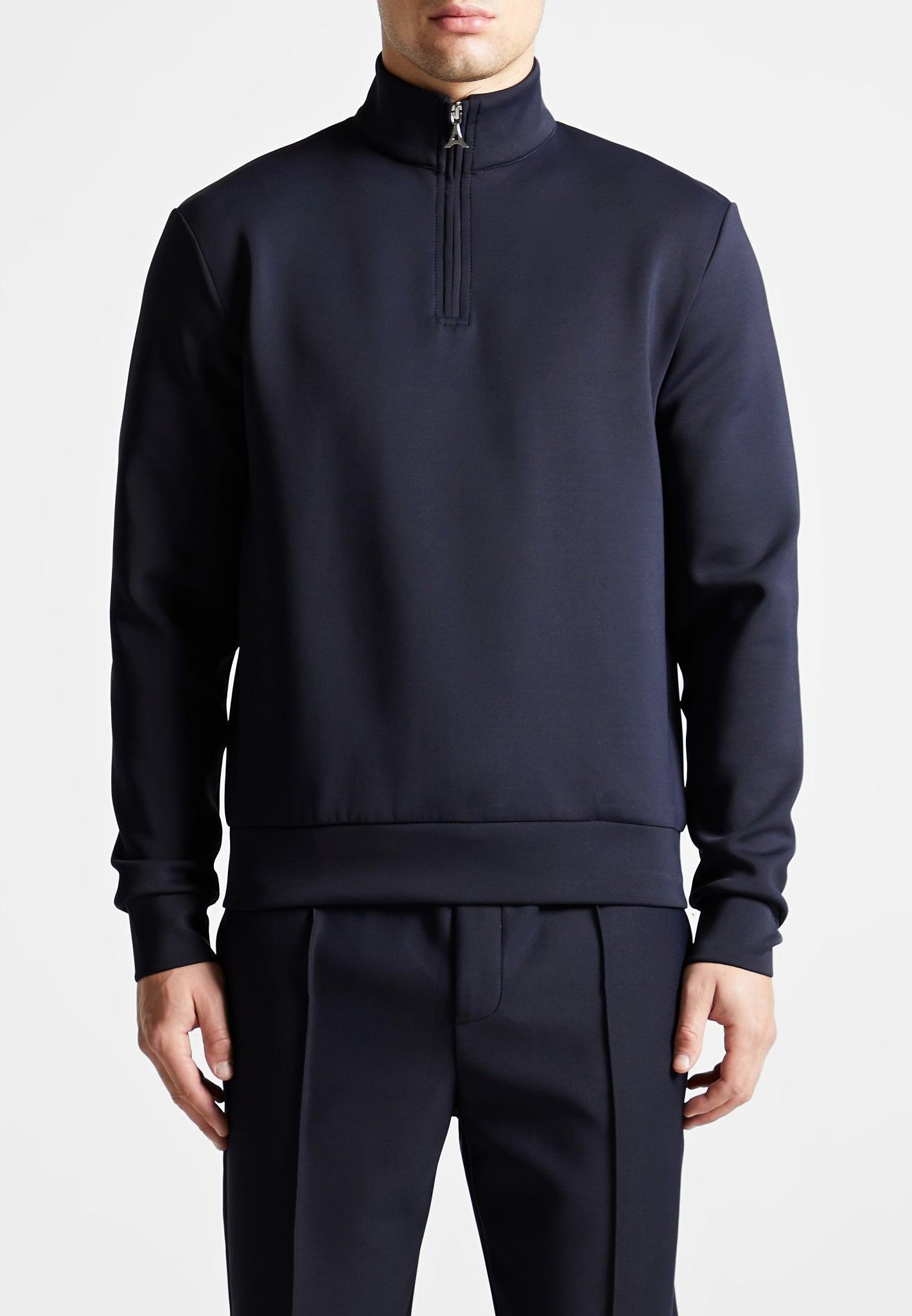 Éternel Neoprene High Neck Zip Jumper - Navy Male Product Image