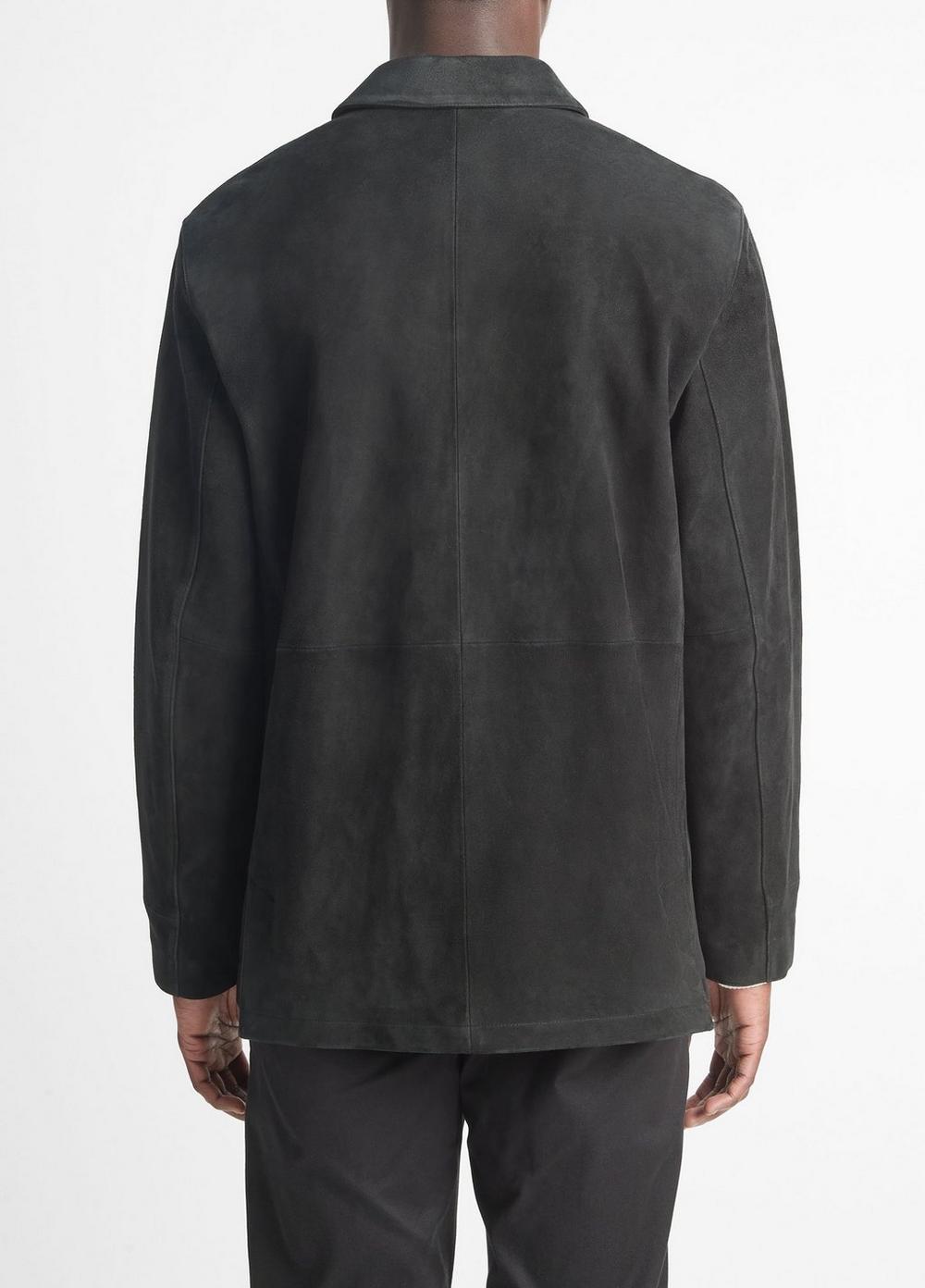 Mens Suede Car Coat, Black, Size M Vince Product Image