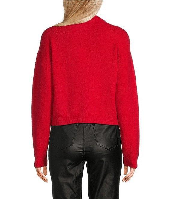 C&V Chelsea & Violet Round Neck Long Sleeve Scattered Rhinestones Sweater Product Image