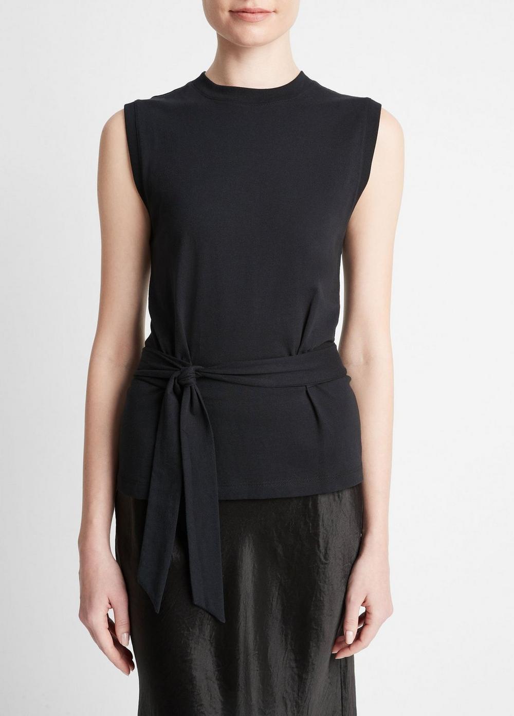 Womens Cotton Sleeveless Wrap Top, Optic White, Size S Vince Product Image