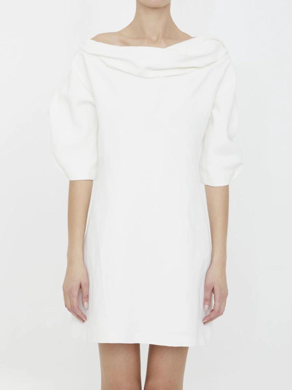 JIL SANDER Linen And Viscose Dress In White Product Image