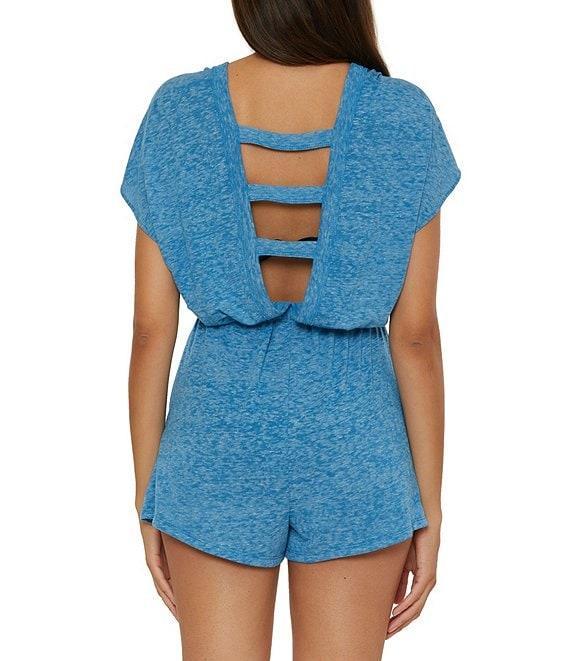 Becca By Rebecca Virtue Beach Date Ladder Rib Trim V-Neck Romper Swim Cover-Up Product Image