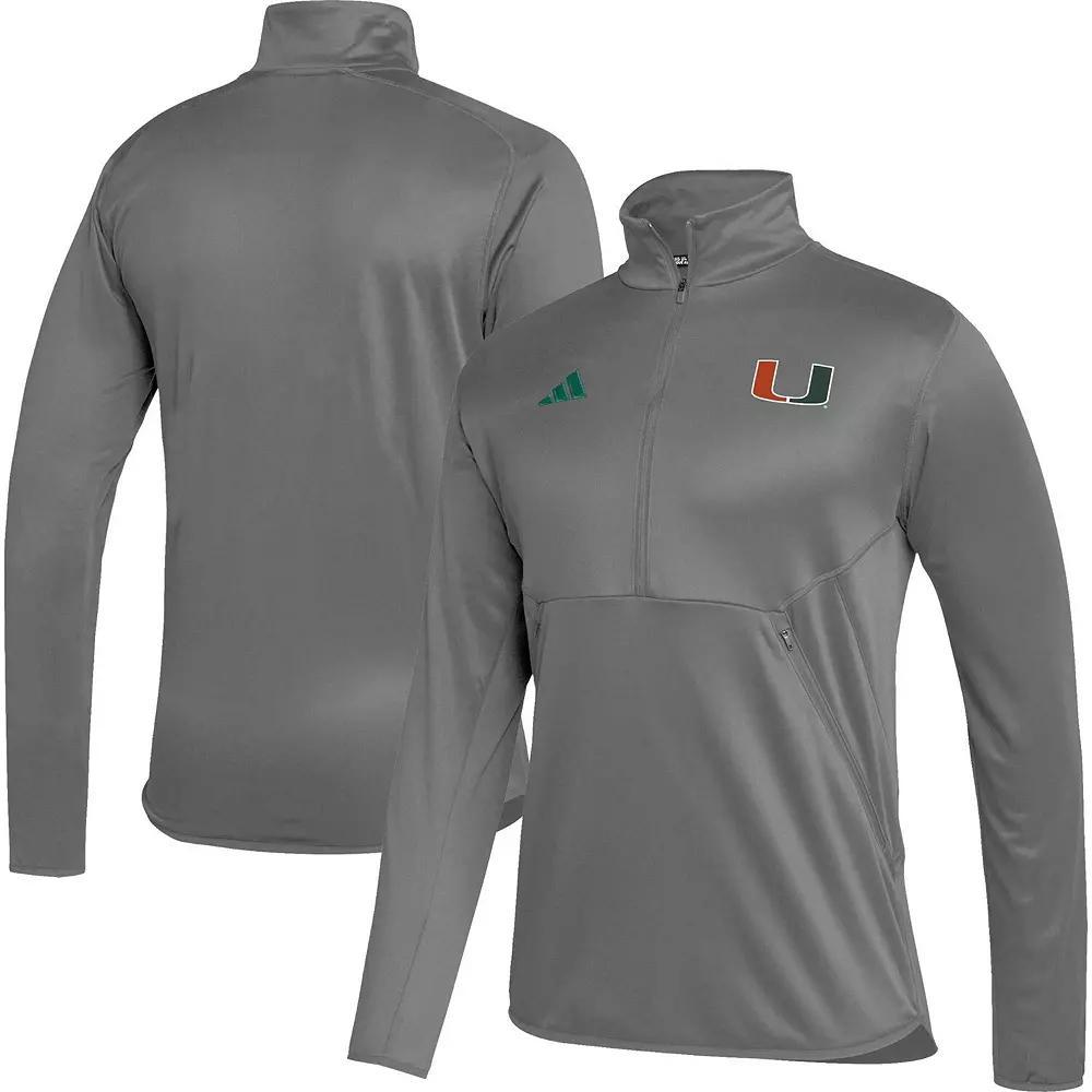Mens adidas Gray Miami Hurricanes 2023 Sideline AEROREADY Half-Zip Top Product Image
