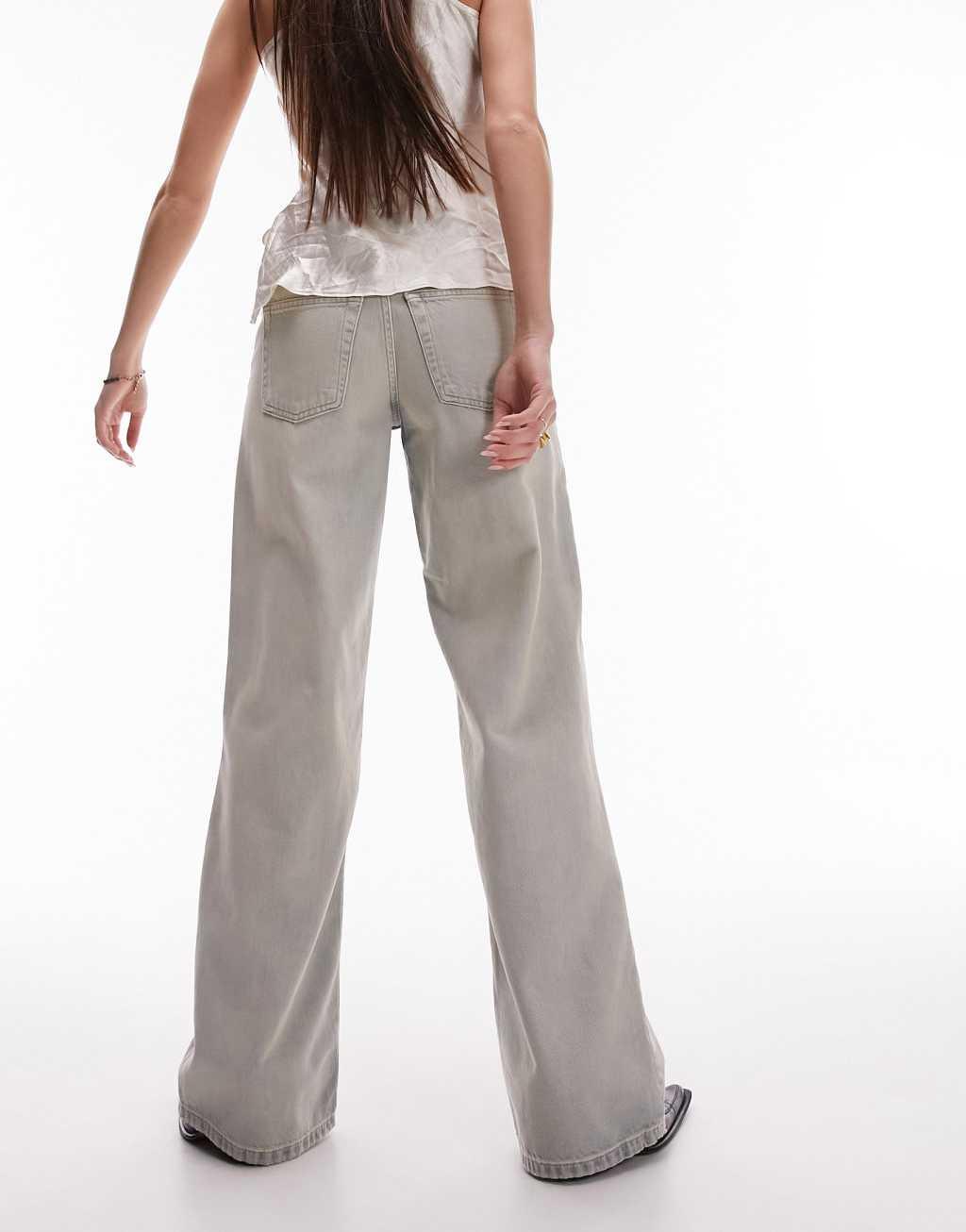 Topshop Ember low rise wide leg jeans in black  Product Image