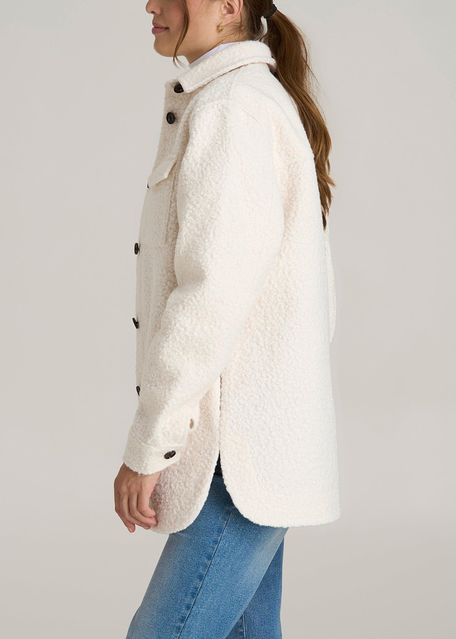 Relaxed Boucle Tall Women's Shacket in Winter White Product Image