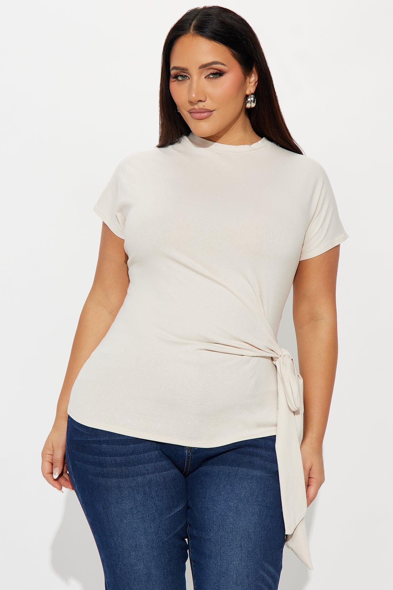 Penny Tie Waist Tshirt - Cream Product Image