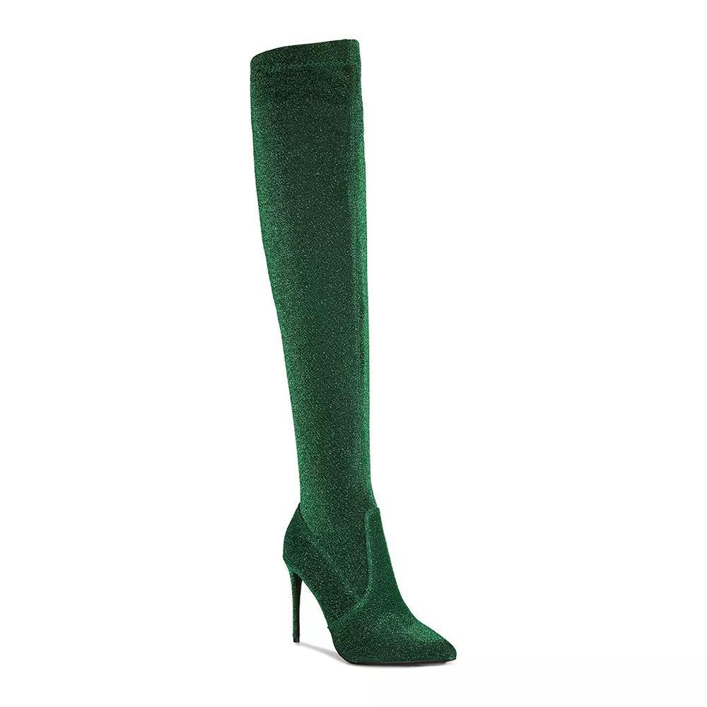 London Rag Tigerlily Women's High Heel Over-The-Knee Boots, Size: 5, Green Product Image