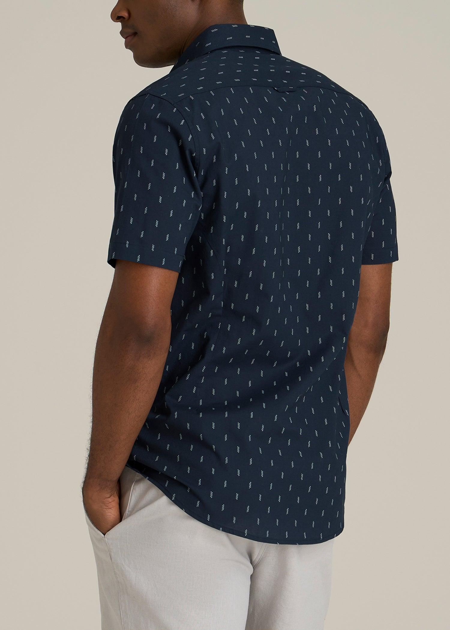 Short Sleeve Shirt for Tall Men in Navy Arrow Print Product Image