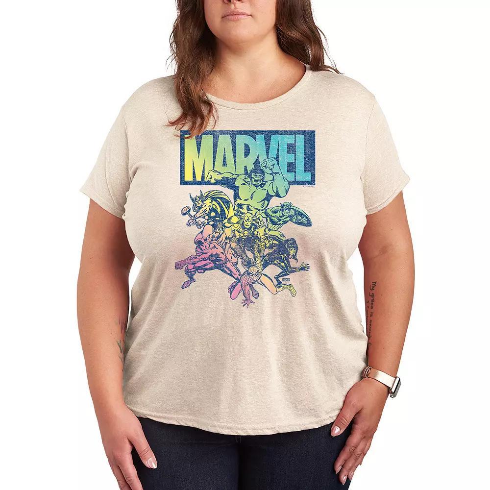 Plus Size Marvel Group Rainbow Graphic Tee, Womens Product Image