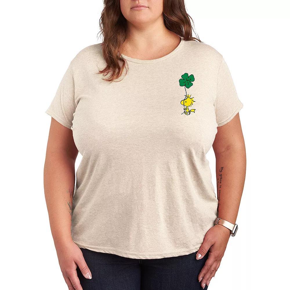 Plus Peanuts Woodstock Clover Graphic Tee, Womens Heather Grey Product Image