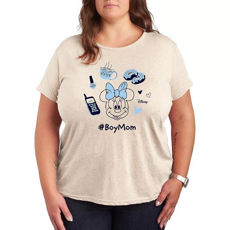 Disneys Minnie Mouse Plus Boy Mom Graphic Tee, Womens Product Image